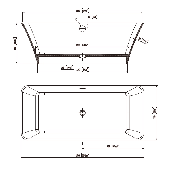 Solid-Surface-Bathtub-D-6078-Drawing
