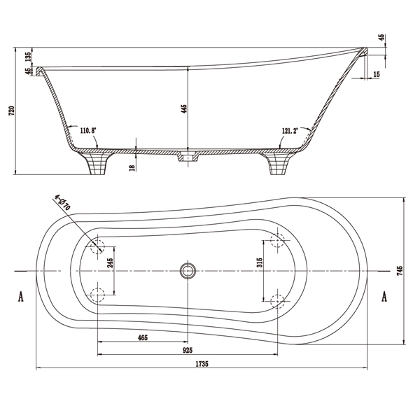 Solid-Surface-Bathtub-D-6081-Drawing