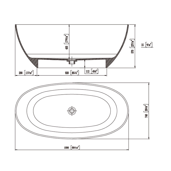 Solid-Surface-Bathtub-D-6099-Drawing