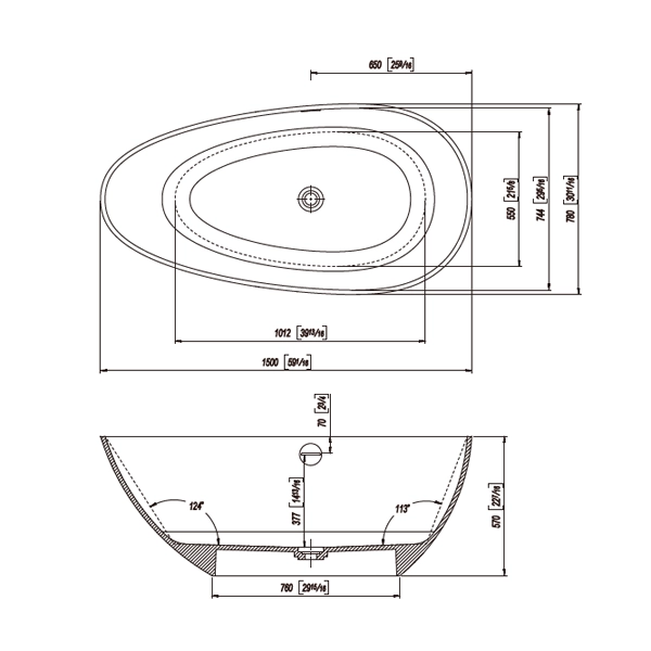 Solid-Surface-Bathtub-D-6123-Drawing