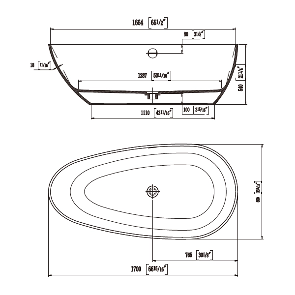 Solid-surface-Bathtub-D-6091-Drawing
